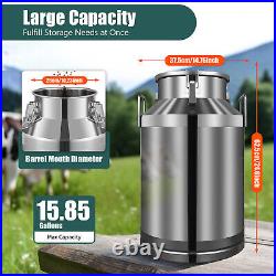 NEW 60L Stainless Steel Milk Can Made of Heavy-gauge for Heavy Restaurant Use US