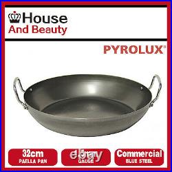 NEW Pyrolux Industry Blue Steel 1.5mm Gauge Commercial Quality 32cm Paella Pan