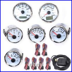 NEW Universal 6 Gauge Set With Red LED Gauges&Stainless Steel Plate For Car Boat