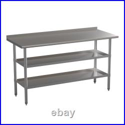 NSF Certified Stainless Steel 18 Gauge Work Table with 1.5 Backsplash and Un