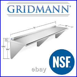 NSF Stainless Steel 14 x 72 Wall Shelf Commercial Kitchen Restaurant Shelving