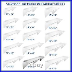 NSF Stainless Steel 14 x 72 Wall Shelf Commercial Kitchen Restaurant Shelving