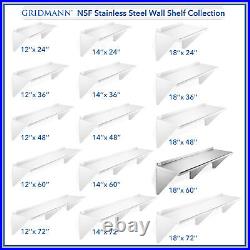 NSF Stainless Steel 18 x 60 Commercial Kitchen Wall Shelf Restaurant Shelving