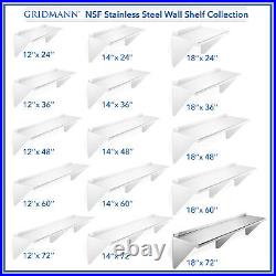 NSF Stainless Steel 18 x 72 Commercial Kitchen Wall Shelf Restaurant Shelving