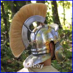 New 18 Gauge Steel with Blonde Plume Costume Imperial Roman Centurion Helmet