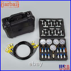 New 5 Gauge Hydraulic Pressure Test Kit With 5 Hose 13 Coupling 14 Tee Connectors