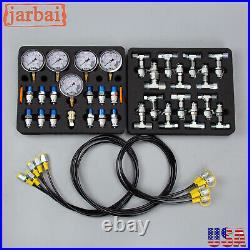 New 5 Gauge Hydraulic Pressure Test Kit With 5 Hose 13 Coupling 14 Tee Connectors