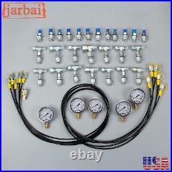 New 5 Gauge Hydraulic Pressure Test Kit With 5 Hose 13 Coupling 14 Tee Connectors