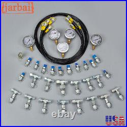 New 5 Gauge Hydraulic Pressure Test Kit With 5 Hose 13 Coupling 14 Tee Connectors