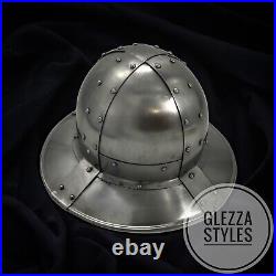 New Medieval Hammered 18 Gauge Steel Medieval Blackened Kettle Helmet Halloween