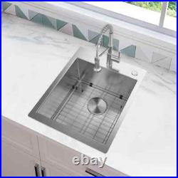 New? Professional Zero Radius 17 in. Drop-inSingle Bowl 16 Gauge Stainless Steel