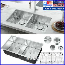 New Stainless Steel Double Bowl Undermount Kitchen SInk 33 Handmade 18Gauge 304