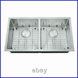 New Stainless Steel Double Bowl Undermount Kitchen SInk 33 Handmade 18Gauge 304