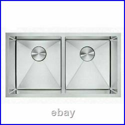 New Stainless Steel Double Bowl Undermount Kitchen SInk 33 Handmade 18Gauge 304