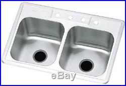 New Sterling 11402-4-na 8 Stainless Steel Heavy Gauge Double Bowl Kitchen Sink