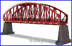 O-Gauge MTH Red Steel Arch Bridge with Operating Christmas Lights