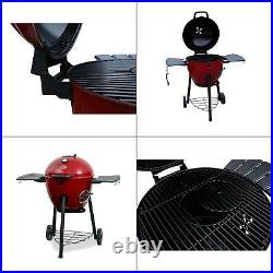 Premium kettle charcoal grill in red outdoor and smoker temperature gauge lid