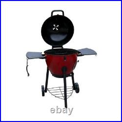 Premium kettle charcoal grill in red outdoor and smoker temperature gauge lid