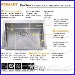 Primart 25 inch Single Bowl Top mount 16 Gauge Stainless Steel Kitchen Sink
