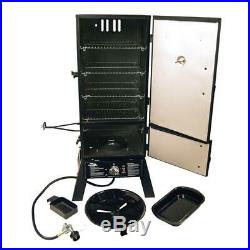Propane Smoker 15400 BTU Dual Fuel Built-in Temperature Gauge 2-Door 4-Rack