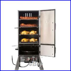 Propane Smoker 15400 BTU Dual Fuel Built-in Temperature Gauge 2-Door 4-Rack