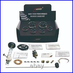 RACETECH 6 Gauge Set 7 Color LED Black Dial 160 MPH + 10000 RPM