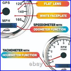 RACETECH 6 Gauge Set 7 Color LED White Dial 160 MPH + 10000 RPM
