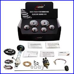 RACETECH 6 Gauge Set 7Color White Dial GPS 0 160 MPH 0- 90 ohm Indicator Light