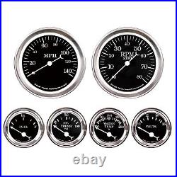 RACETECH Classic/ Vintage Electrical 6 Gauge Set Black Dial with GPS Function