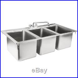 Regency 16-Gauge Stainless Steel Three Compartment Drop-In Sink With 10 Faucet