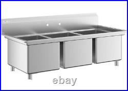 Regency 63 16G SS Three Compartment Sink Missing Legs and Drain Baskets