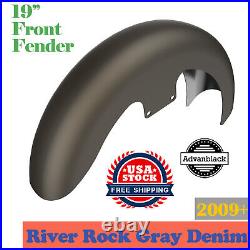 River Rock Gray Denim 19 Reveal Wrapper Hugger Front Fender Fits Harley 09+