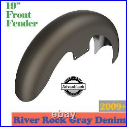 River Rock Gray Denim 19 Reveal Wrapper Hugger Front Fender Fits Harley 09+