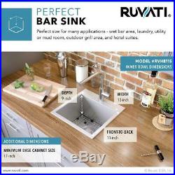 Ruvati 15 x 15 inch Drop-in Topmount Bar Prep Sink 16 Gauge Stainless Steel