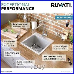 Ruvati 15 x 15 inch Drop-in Topmount Bar Prep Sink 16 Gauge Stainless Steel