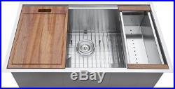 Ruvati 32in. Single Bowl Undermount 16-Gauge Stainless Steel Ledge Kitchen Sink