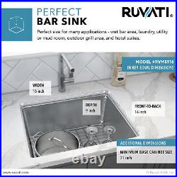 Ruvati RVM5916 18-inch Undermount Bar Prep Kitchen Sink 16 Gauge S. Steel