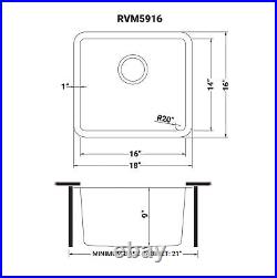 Ruvati RVM5916 18-inch Undermount Bar Prep Kitchen Sink 16 Gauge S. Steel