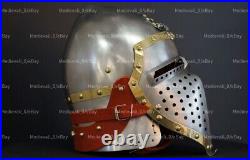 SCA, HMB Medieval Steel Bascinet With Helmet Chainmail Knight Tournament Helmet
