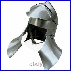 SCA HNB 16 Gauge Steel Medieval Tournament Closed visor helmet with collar flaps