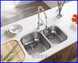 SGI 32 Stainless Steel 18 Gauge Undermount 60/40 Double Bowl Kitchen Sink