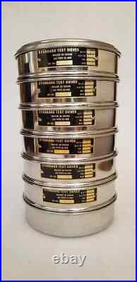 SS Sieves Heavy Gauge Standard Testing Set of 7 With Lid & Pan