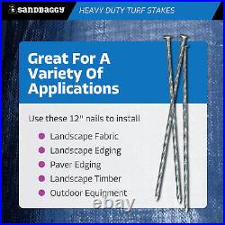 Sandbaggy 12 in. Heavy Duty Galvanized Spiral Artificial Turf Nails 1 Ga Steel