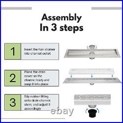 SereneDrains 304 SS Brushed Nickel Linear Shower Drain Kit Broken Lane 16-90