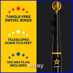 Service First Heavy Duty Telescoping Flagpole Kit (Army, 25 Foot)