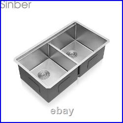 Sinber 33 16 Gauge 304 Stainless Steel Double Bowl Undermount Kitchen SInk 8PCS