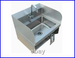 Stainless Steel 15x17 Wall Hung Hand Washing Sink with Splash Guard & Knee Pedal