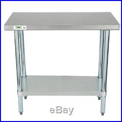 Stainless Steel 18 x 36 Work Prep Shelf Table Commercial Restaurant 18 Gauge