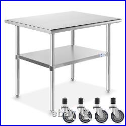 Stainless Steel 24 x 36 NSF Commercial Kitchen Work Food Prep Table with Casters