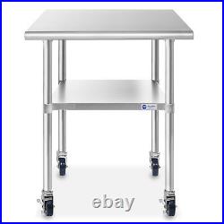 Stainless Steel 24 x 36 NSF Commercial Kitchen Work Food Prep Table with Casters